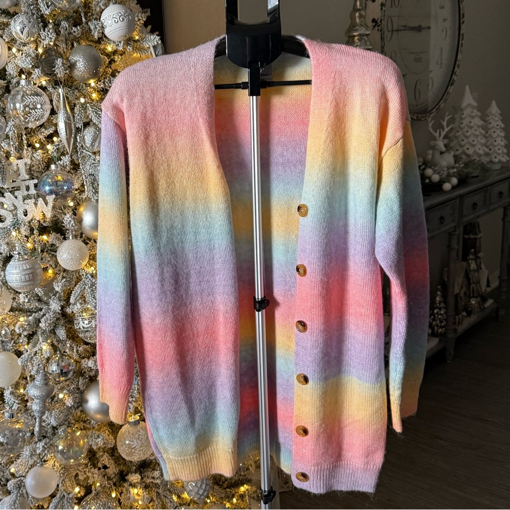 Like Love Ombré Rainbow Cardigan NWOT